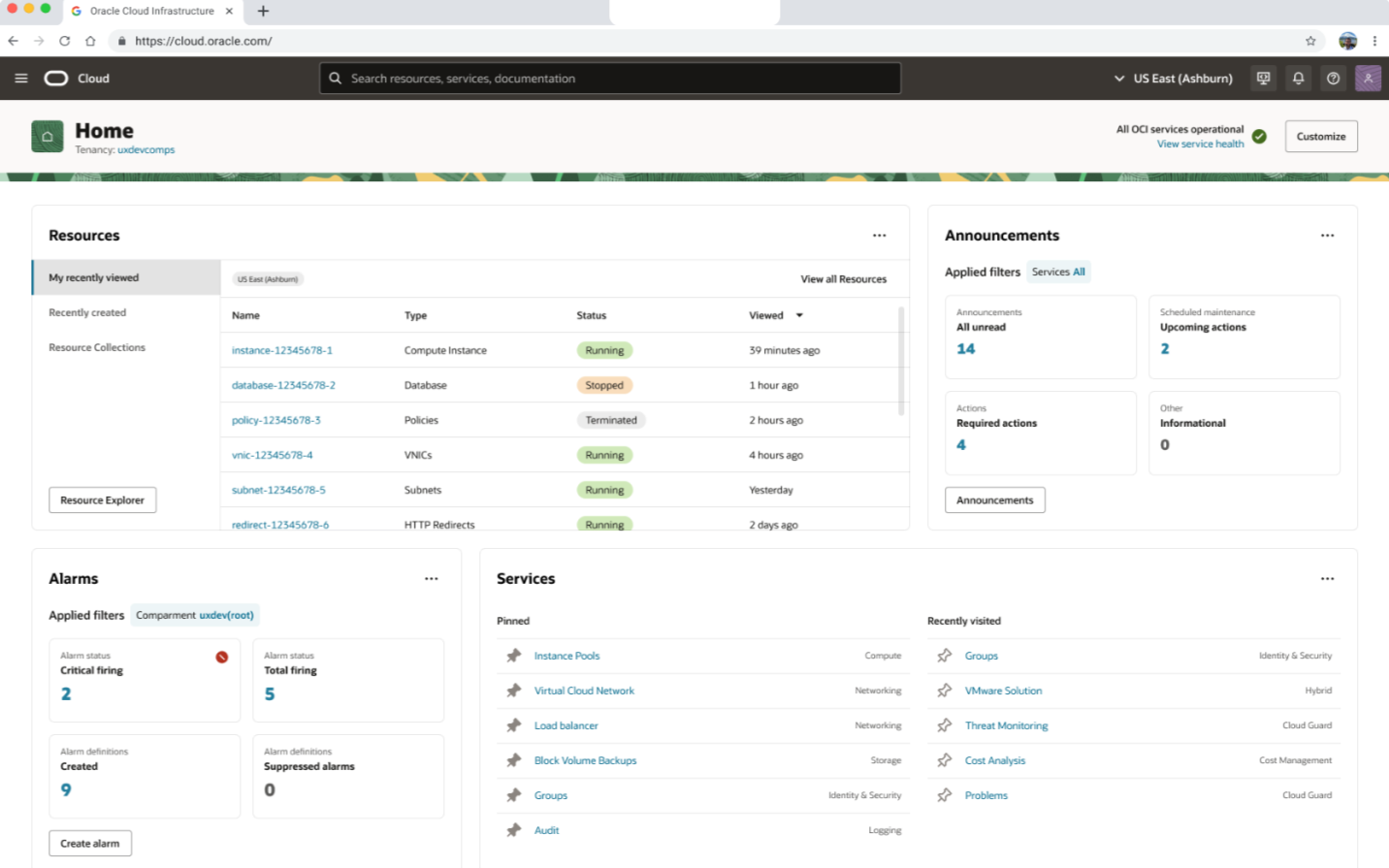 Oracle Cloud Console